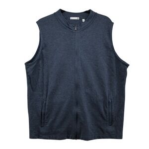 tasc Performance Vest Mens Large Blue Full Zip Bamboo Cotton Spring 2022